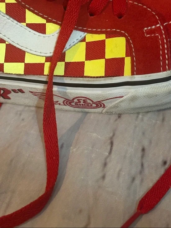 Vans sample SEBikeslife Red and Yellow Checkerboard High-Top Sneakers - Picture 9 of 9